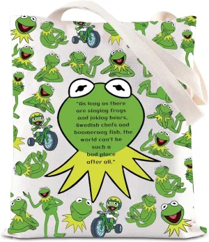 FOTAP Cartoon Movie Inspired Tote Bag Green Frog Character Lovers Gift Singing Frog Shoulder Bag WDW Magic Kingd*m Gift
