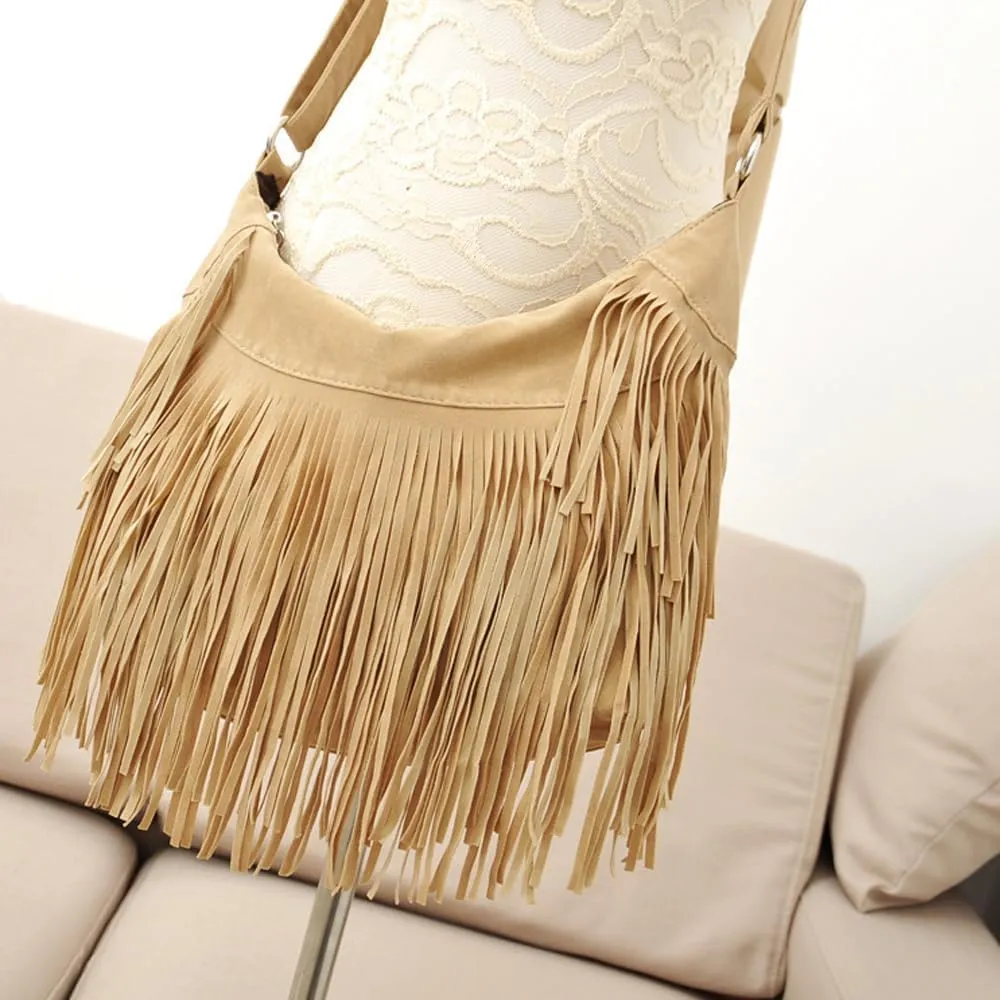 Fringe Crossbody Bag for Women Vintage canvas Hobo Purse Handbags Shoulder Bag Boho Messenger Bags Zip Satchel Bag