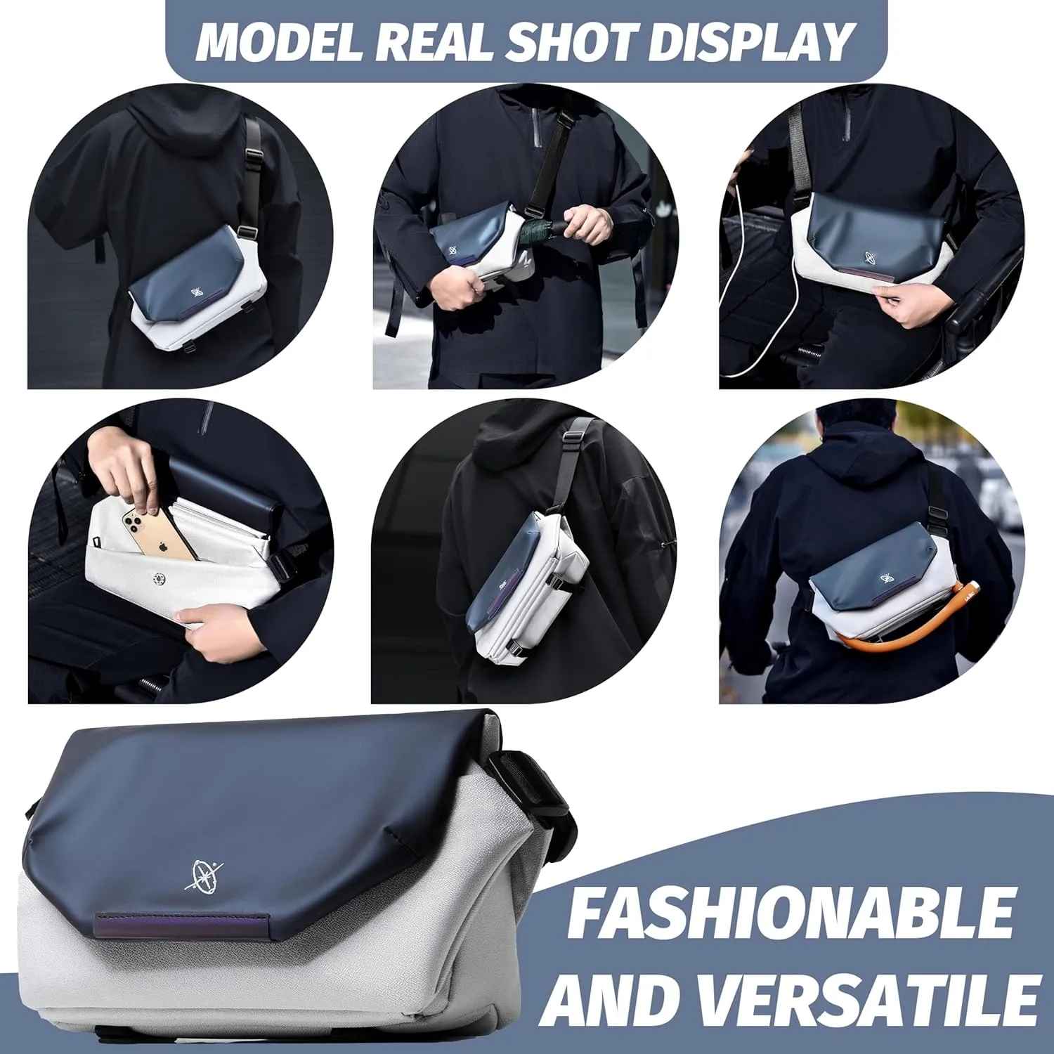 FSD. WG Satchel Messenger Bag for Men Canvas,Business Travel Bag Bookbag Shoulder Bag with Upgraded Feature