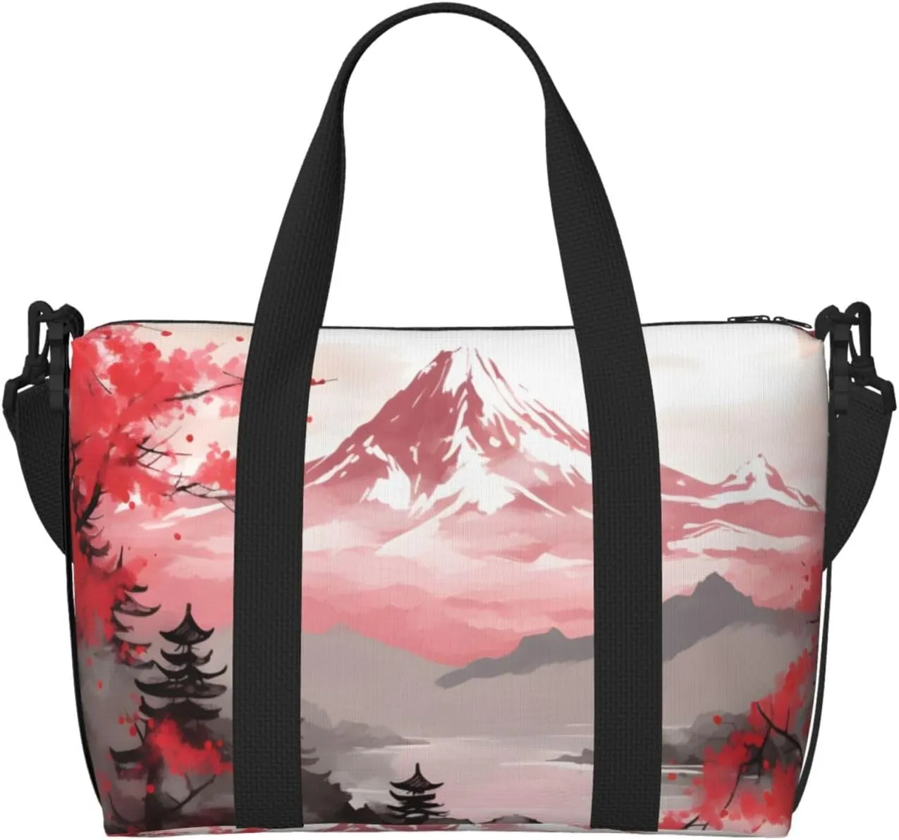Fuji Japanese Travel Bag, Asia Ocean Sea Weekender Overnight Bag, Shoulder Travel Duffel Bag Carry On Gym Bag for Women Men
