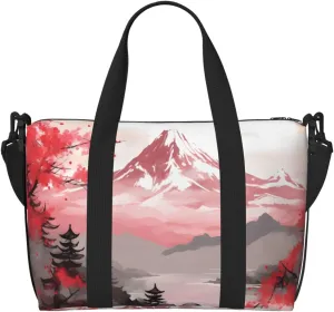 Fuji Japanese Travel Bag, Asia Ocean Sea Weekender Overnight Bag, Shoulder Travel Duffel Bag Carry On Gym Bag for Women Men