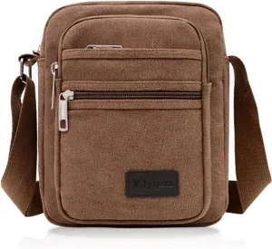 FuninCrea Crossbody Bag, Canvas Shoulder Bag Messenger Bags for Men, Multi Pocket Crossbody Phone Bag for Travelling, Hiking
