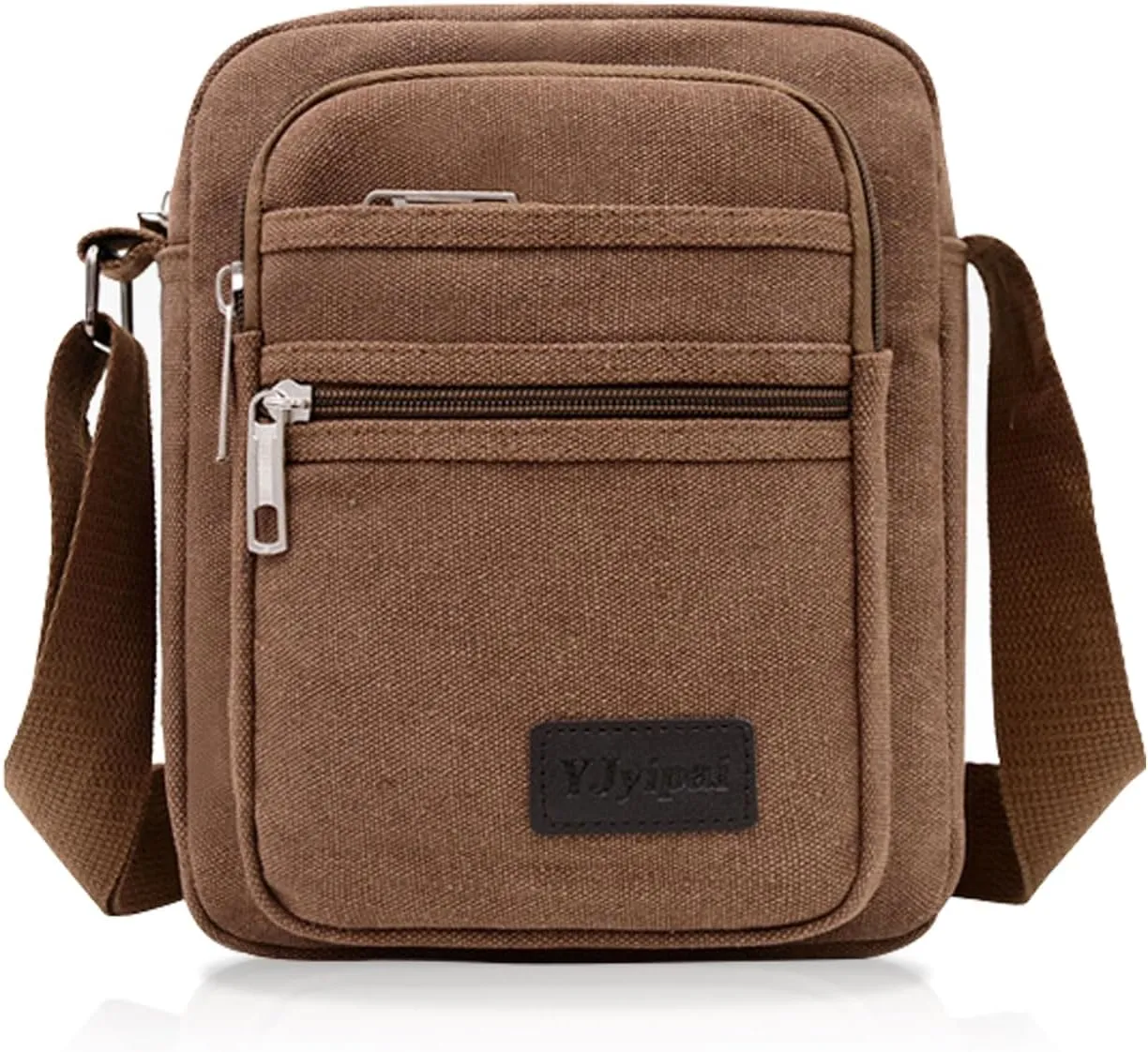 FuninCrea Crossbody Bag, Canvas Shoulder Bag Messenger Bags for Men, Multi Pocket Crossbody Phone Bag for Travelling, Hiking