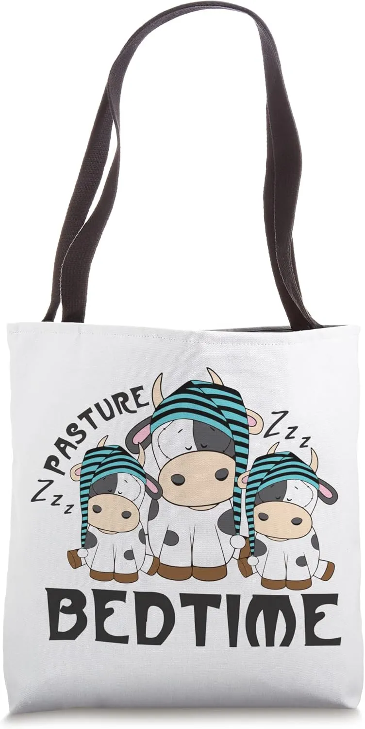 Funny Pasture Bedtime, Cute Animal Lover, Cow Farmer Tote Bag