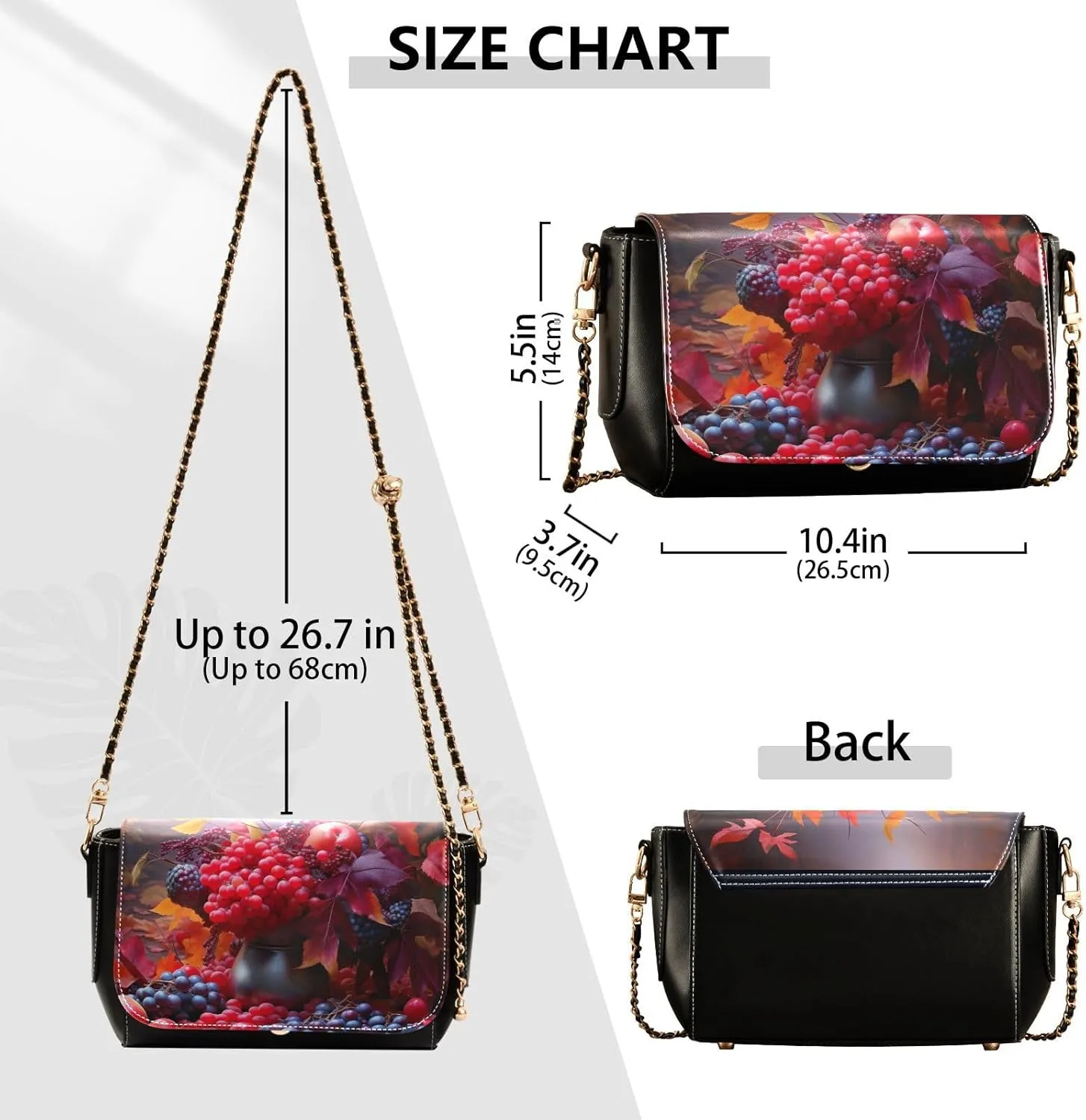 GAIGEO Dark Fall Foliage Medium Shoulder Bag for Women, Crossbody Leather Bag, Womens Leather Crossbody Purse