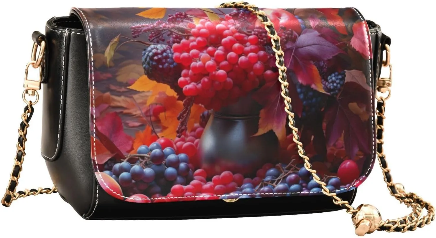 GAIGEO Dark Fall Foliage Medium Shoulder Bag for Women, Crossbody Leather Bag, Womens Leather Crossbody Purse