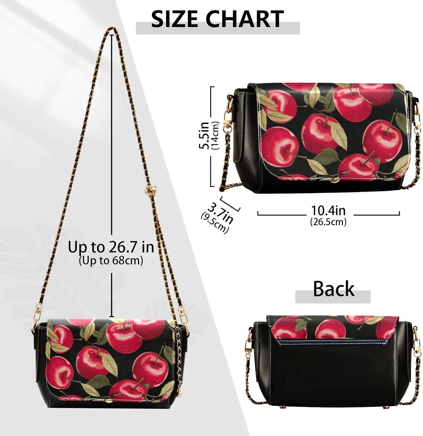 GAIGEO Strawberries Womens Leather Shoulder Bags, Crossbody Leather Bags, Leather Shoulder Purses for Women