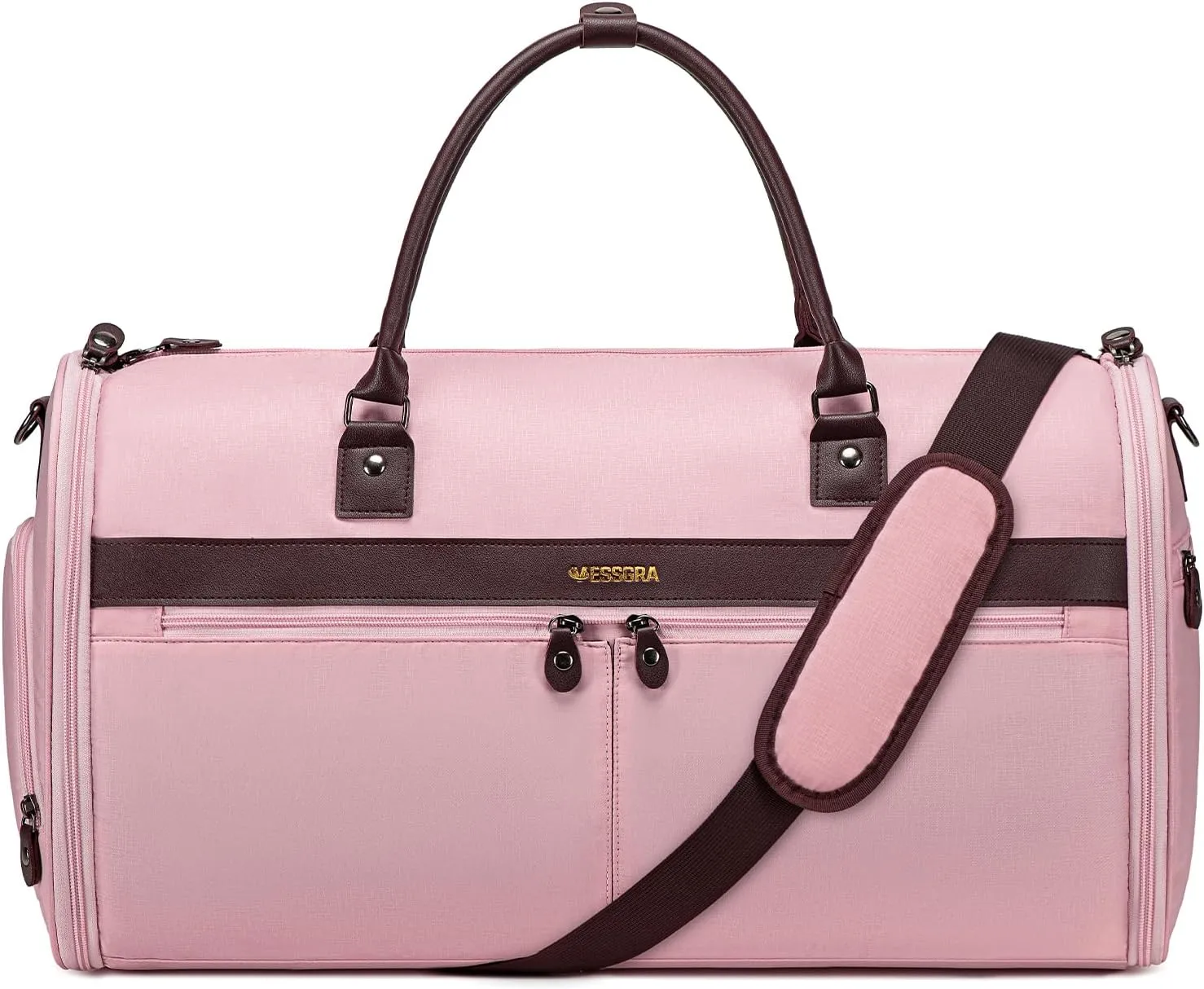 Garment Bags for Travel, Convertible Travel Garment Duffle Bag, Carry On Garment Bag for Men Women with Shoes Compartment, 2 in 1 Suit Bag Travel Duffel Bag with Detachable Shoulder Strap-Pink