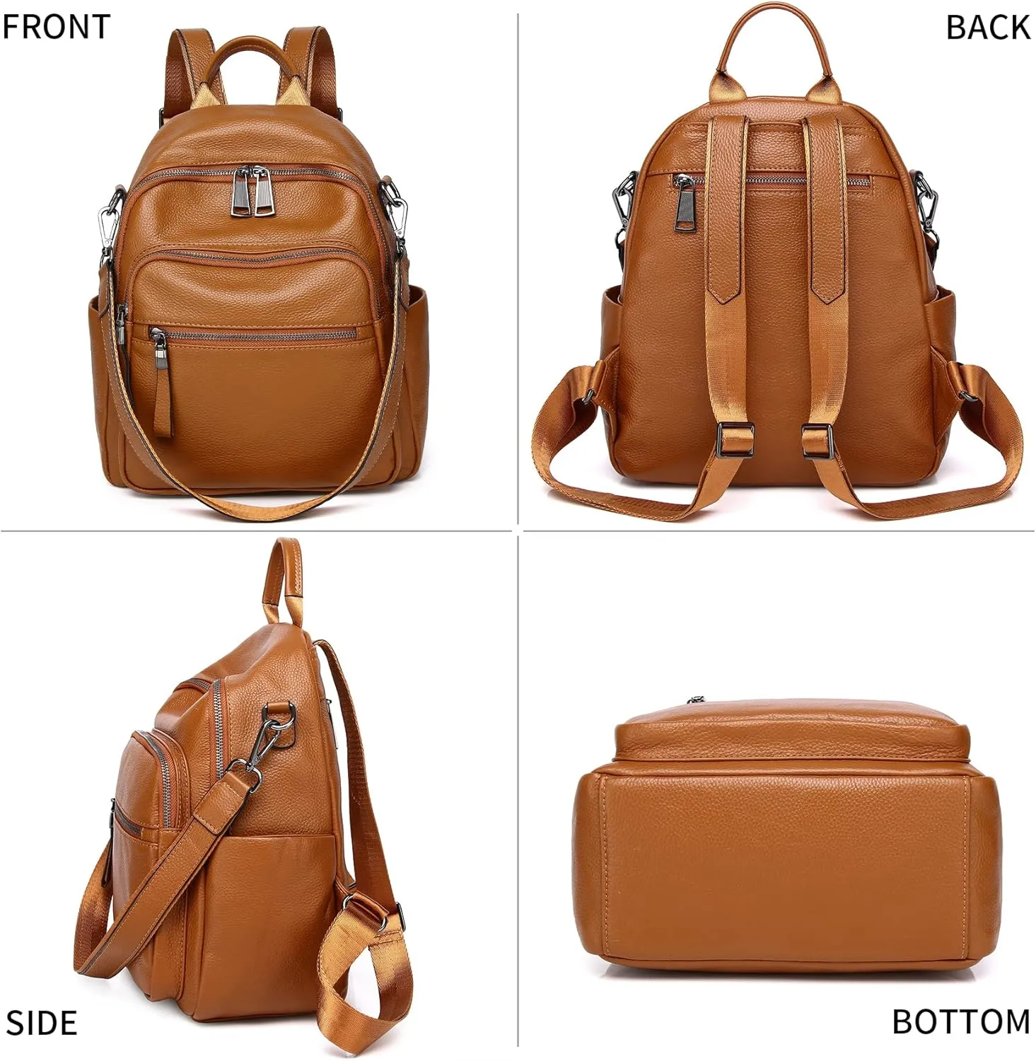 Genuine Leather Backpack Purse For Women Real Soft Leather Travel Convertible Shoulder Bag