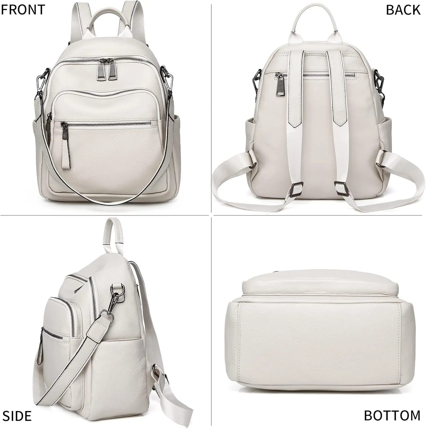 Genuine Leather Backpack Purse For Women Real Soft Leather Travel Convertible Shoulder Bag