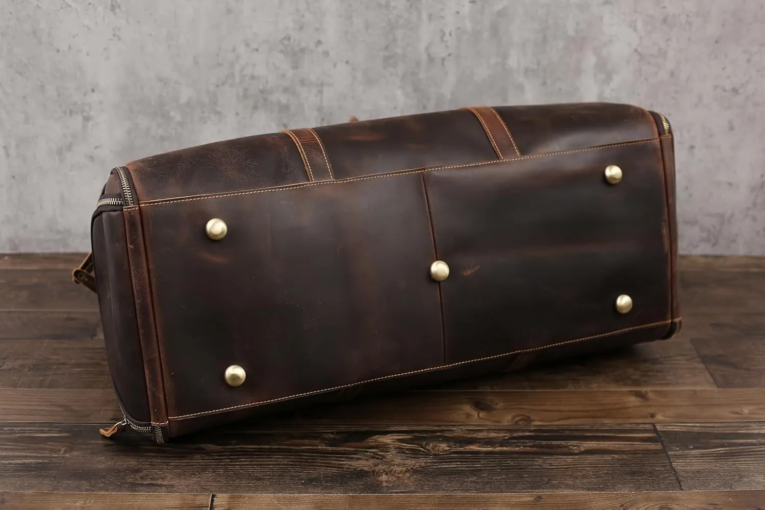 Genuine Leather Convertible Garment Bag with Shoes Compartmen Customized Full Grain Leather Carry on Duffle Bag for Men Women Weekender Hanging Business Suitcase for Travel Suit Coffee