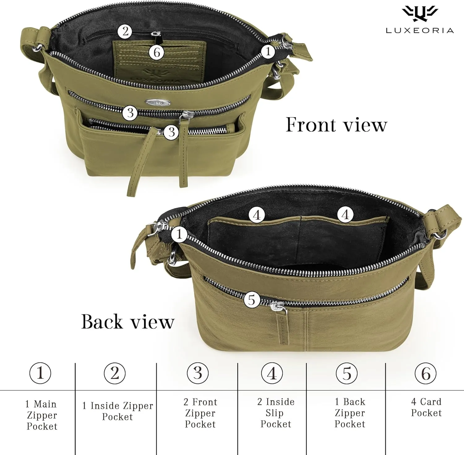 Genuine Leather Crossbody Bags for Women, Premium Handmade Leather Purses - Shoulder Handbags, Adjustable Strap