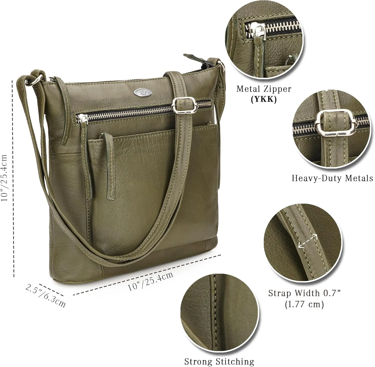 Genuine Leather Crossbody Bags for Women, Premium Handmade Leather Purses - Shoulder Handbags, Adjustable Strap