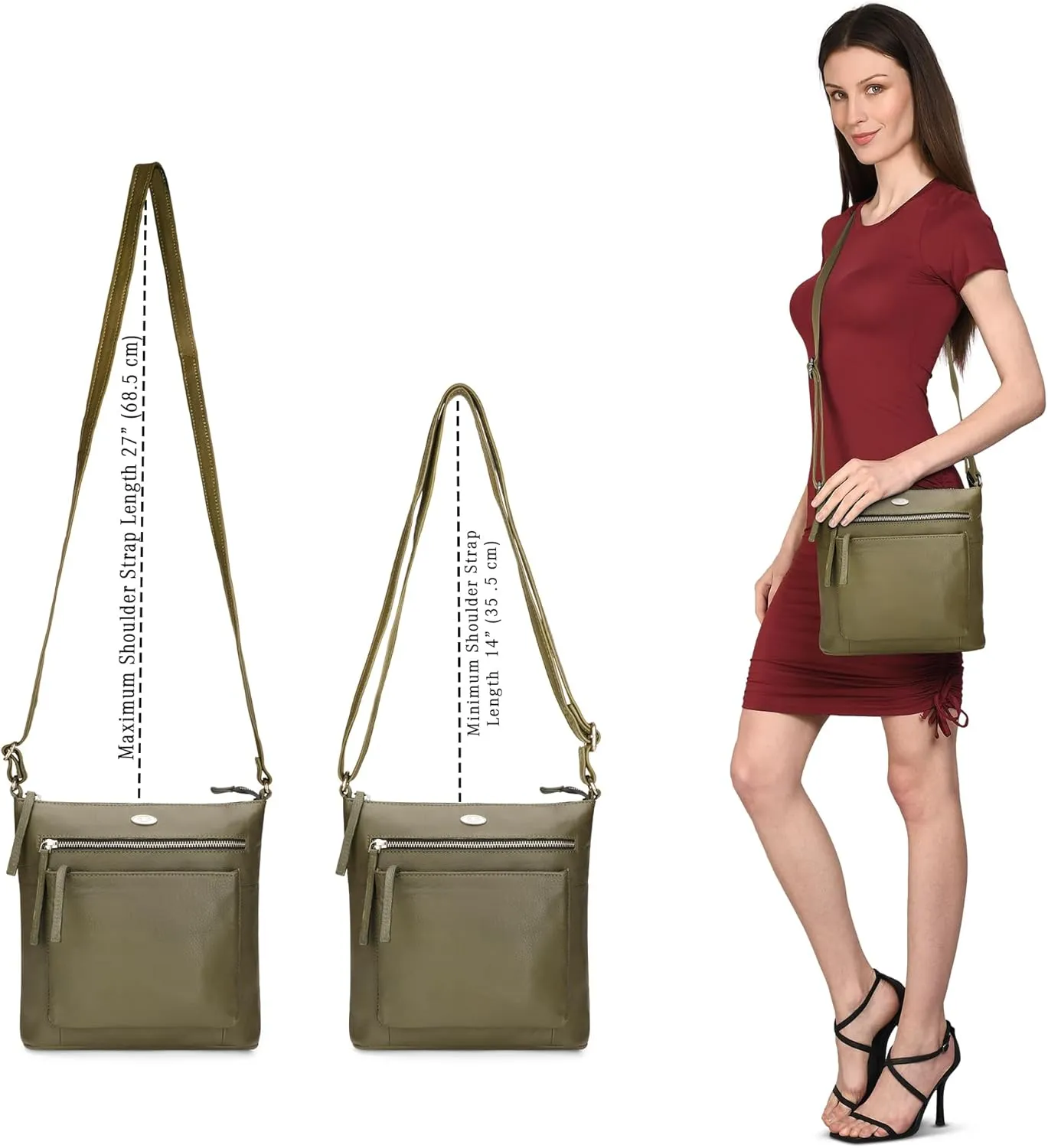 Genuine Leather Crossbody Bags for Women, Premium Handmade Leather Purses - Shoulder Handbags, Adjustable Strap