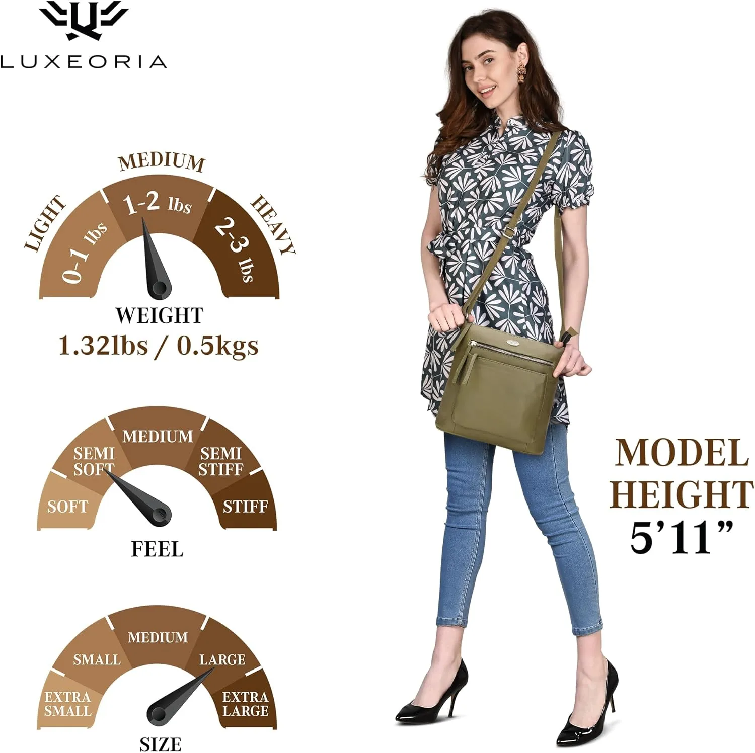 Genuine Leather Crossbody Bags for Women, Premium Handmade Leather Purses - Shoulder Handbags, Adjustable Strap