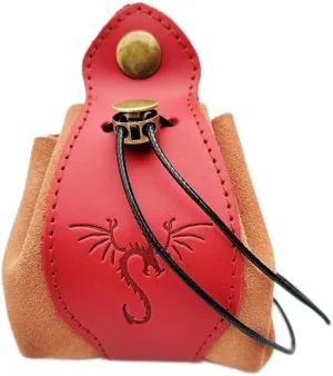 Genuine Leather Dice Bag - Tray, Dragon Themed DND Gift, Drawstring Pouch for Runes or Travel Medicine