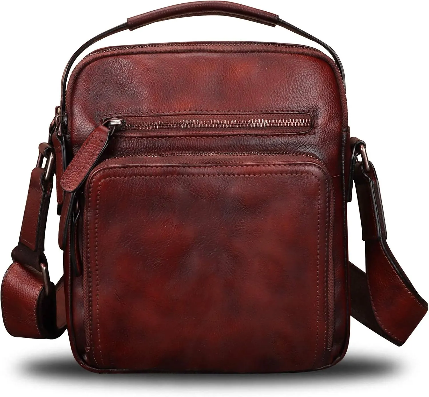 Genuine Leather Purse and Shoulder Bag for Men Vintage Real Leather Messenger Bag Handbag Crossbody Satchel Purse Strap