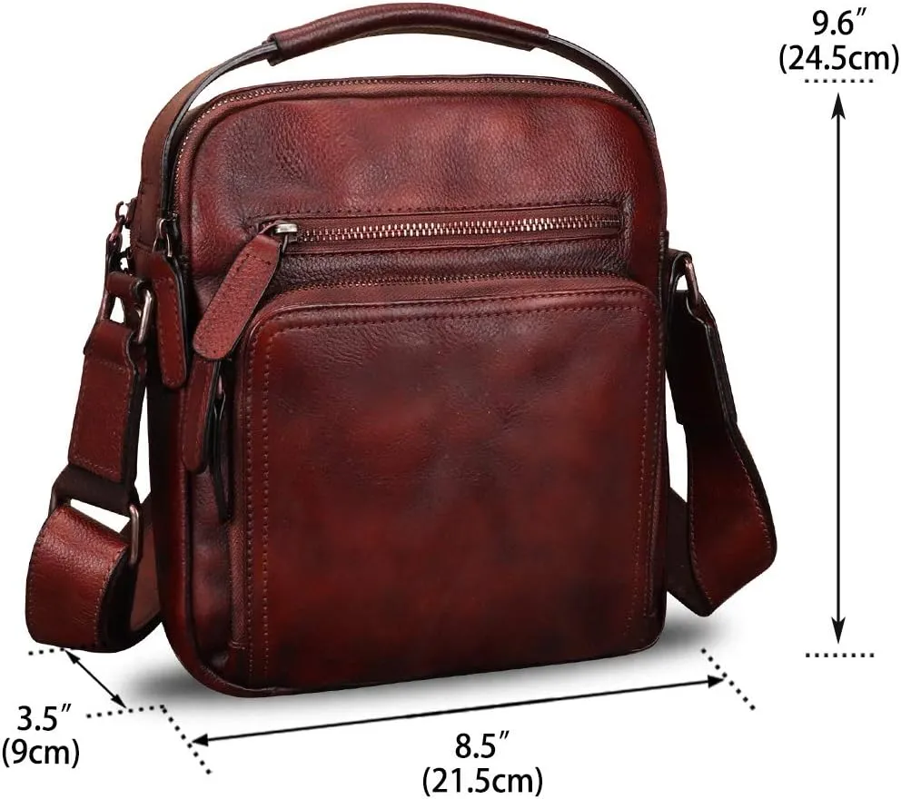 Genuine Leather Purse and Shoulder Bag for Men Vintage Real Leather Messenger Bag Handbag Crossbody Satchel Purse Strap