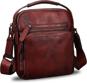 Genuine Leather Purse and Shoulder Bag for Men Vintage Real Leather Messenger Bag Handbag Crossbody Satchel Purse Strap