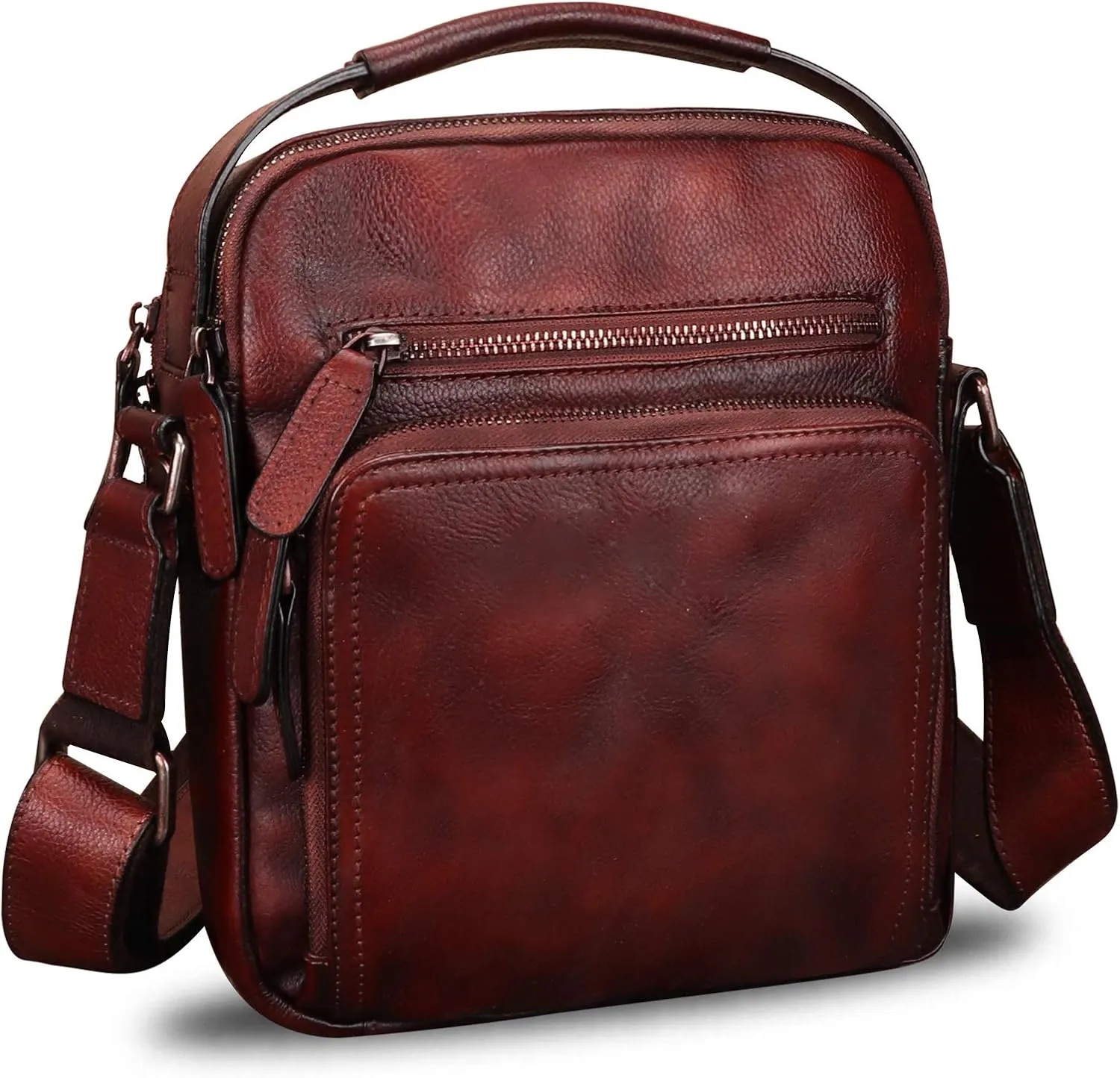 Genuine Leather Purse and Shoulder Bag for Men Vintage Real Leather Messenger Bag Handbag Crossbody Satchel Purse Strap