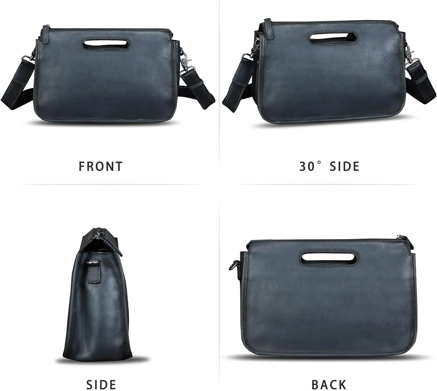 Genuine Leather Purses and Messenger Bag for Men Vintage Leather Briefcase Handbags Satchel Bags Shoulder Bag with Strap