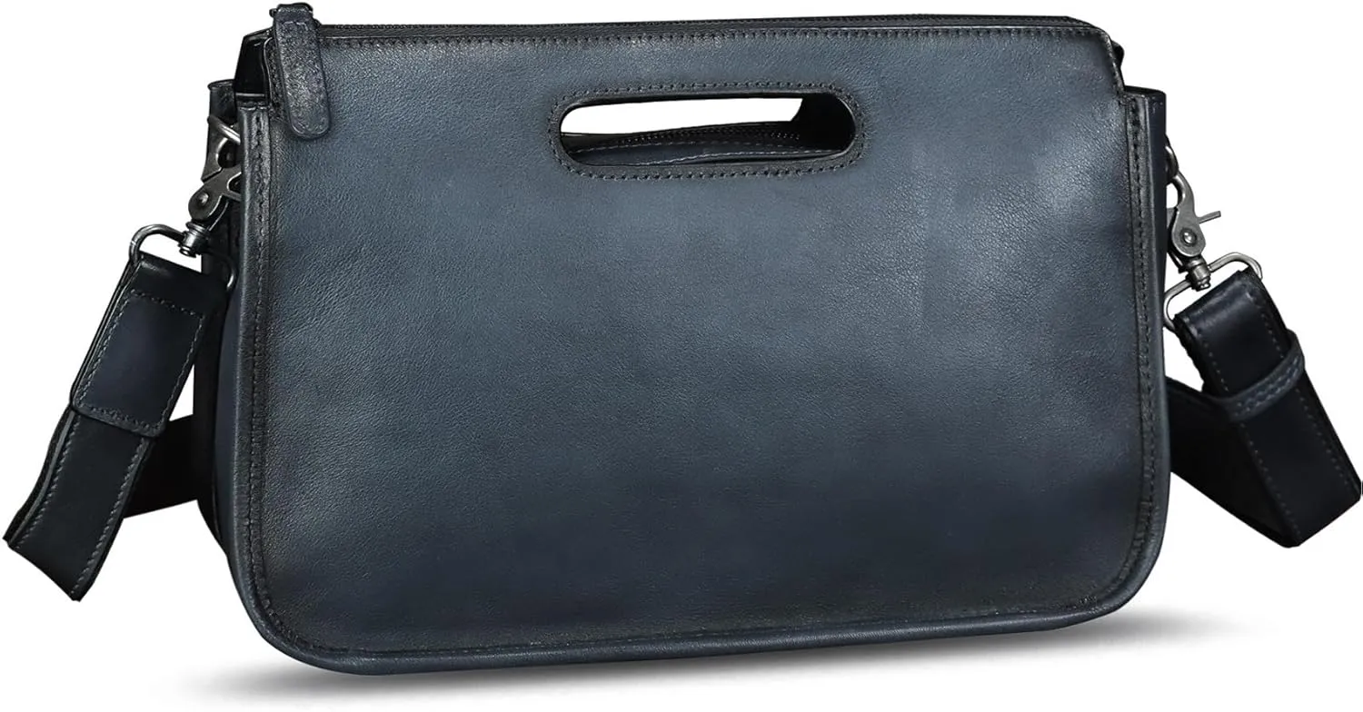 Genuine Leather Purses and Messenger Bag for Men Vintage Leather Briefcase Handbags Satchel Bags Shoulder Bag with Strap