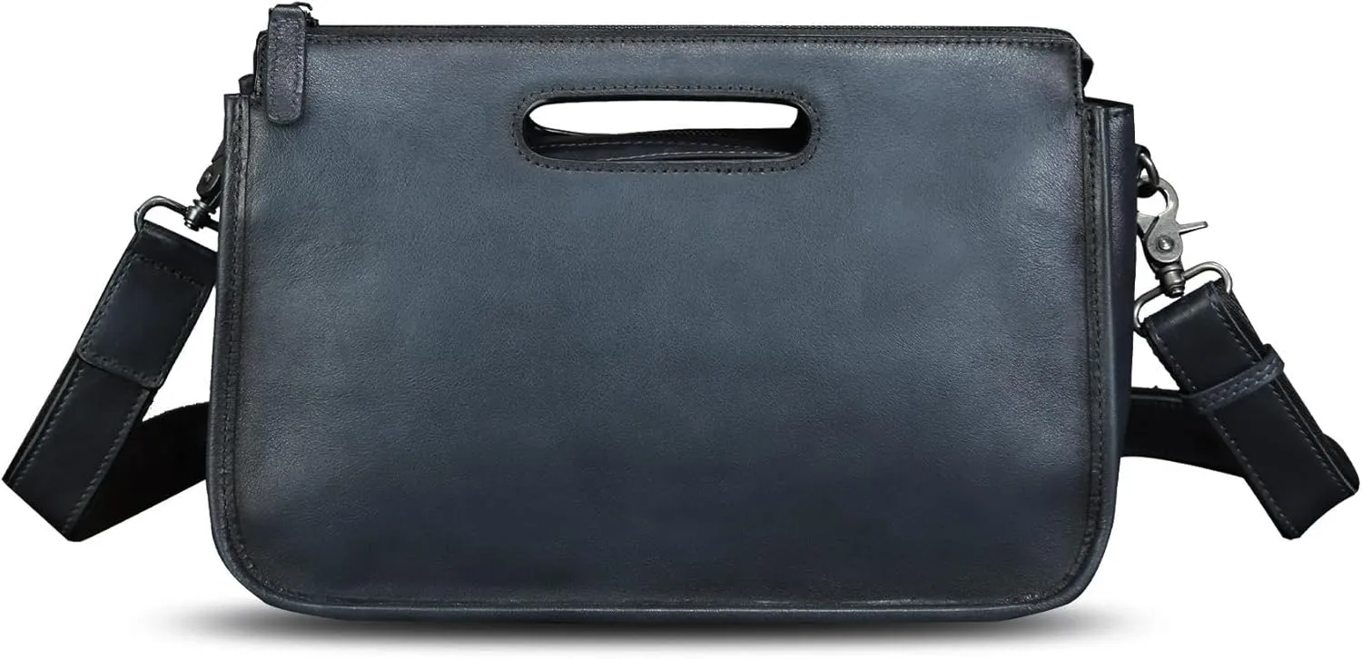 Genuine Leather Purses and Messenger Bag for Men Vintage Leather Briefcase Handbags Satchel Bags Shoulder Bag with Strap