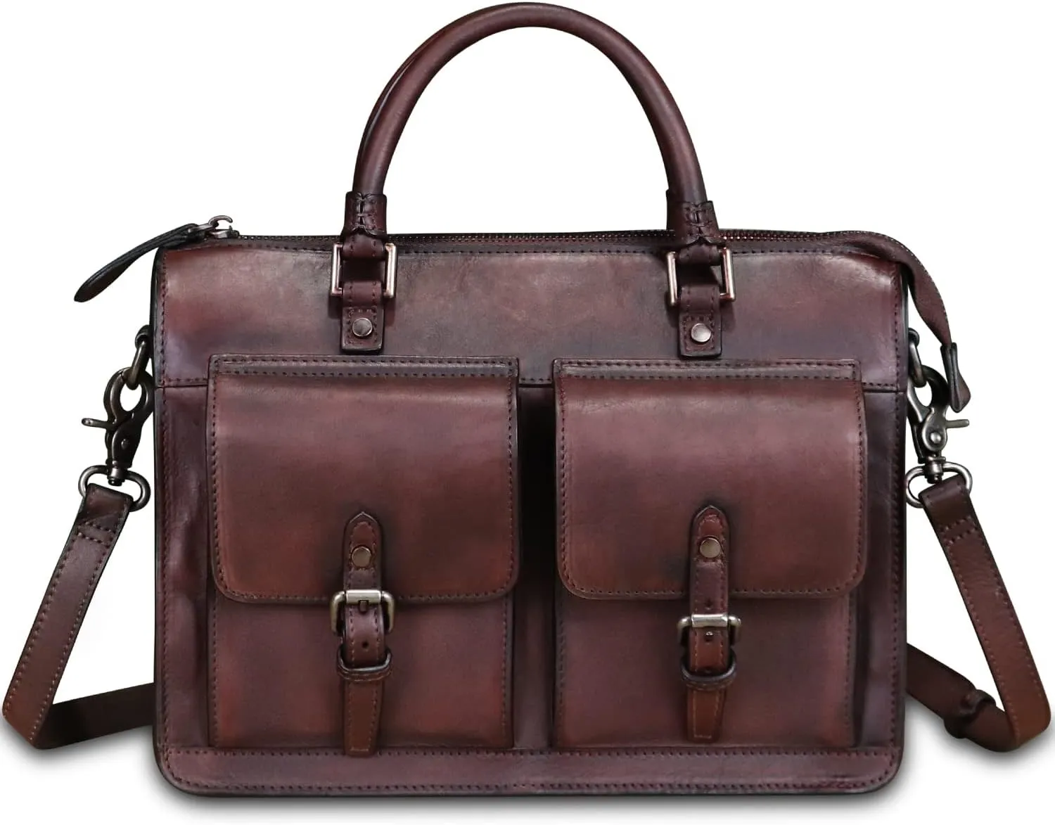 Genuine Leather Satchel Purse for Women Vintage Handmade Top Handle Handbag Retro Messenger Crossbody Bag