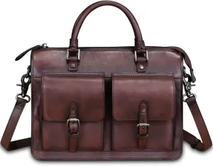 Genuine Leather Satchel Purse for Women Vintage Handmade Top Handle Handbag Retro Messenger Crossbody Bag