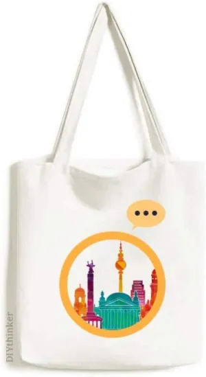 Germany Famous Landmark Set Expression Gift Sack Canvas Tote Shoulder Bag