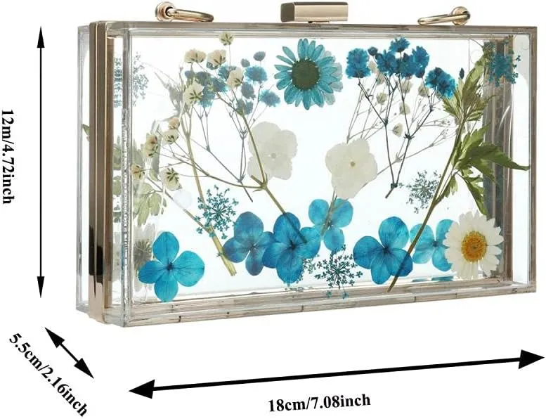 Gets PU Leather Purses and Handbags for Women Floral Beaded Clutch Purse for Wedding Clear Crossbody Bag