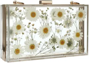 Gets PU Leather Purses and Handbags for Women Floral Beaded Clutch Purse for Wedding Clear Crossbody Bag