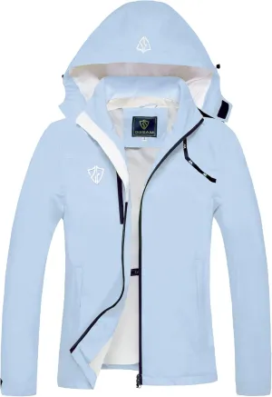 GIISAM Women's Waterproof Rain Jacket,Lightweight Windproof Full Zip Women's Packable Fall Raincoat Windbreaker with Hood