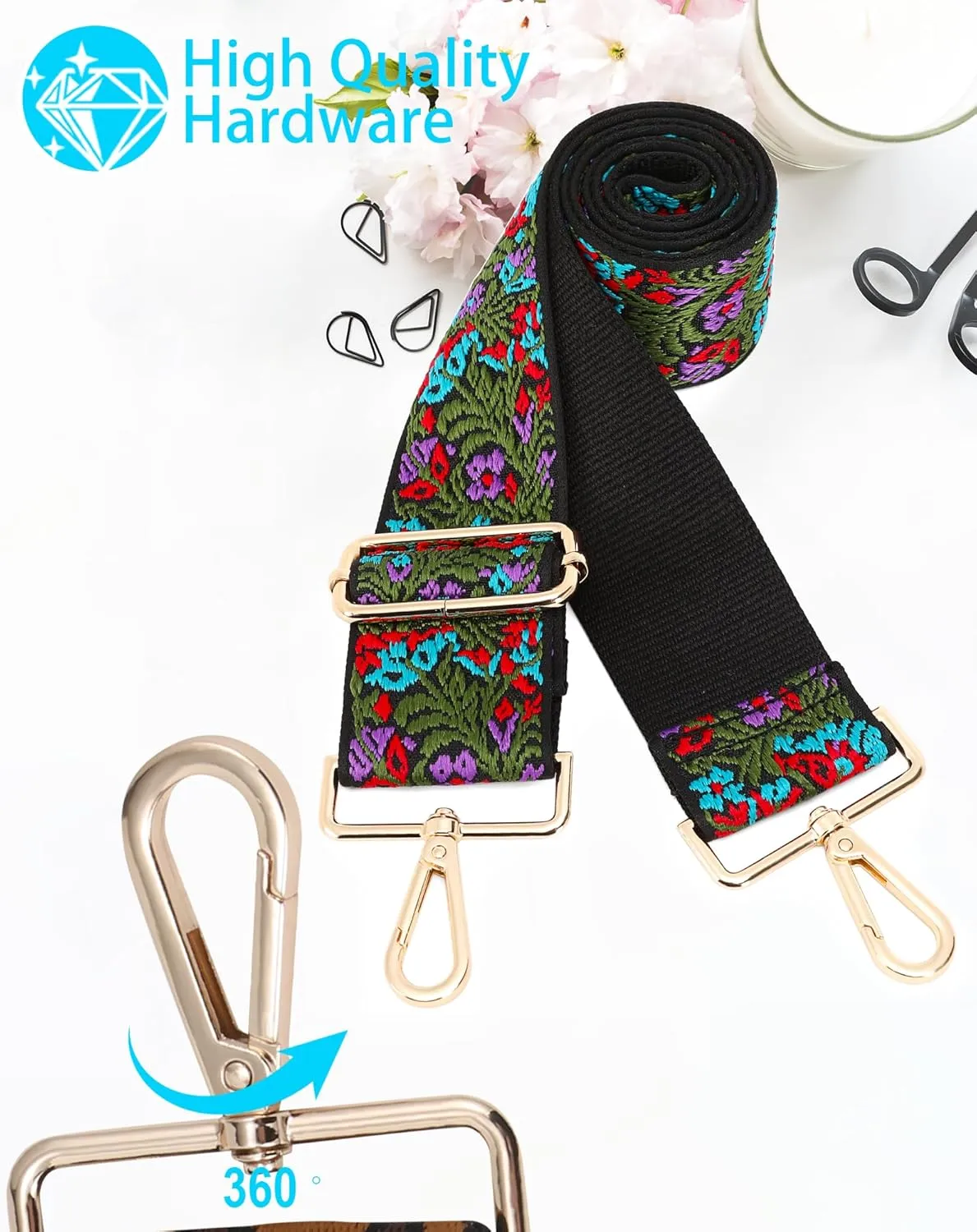 GINJKGO Purse Straps Replacement Crossbody - Adjustable Bag Strap for Purses, Wide Shoulder Strap for Women Guitar Purses