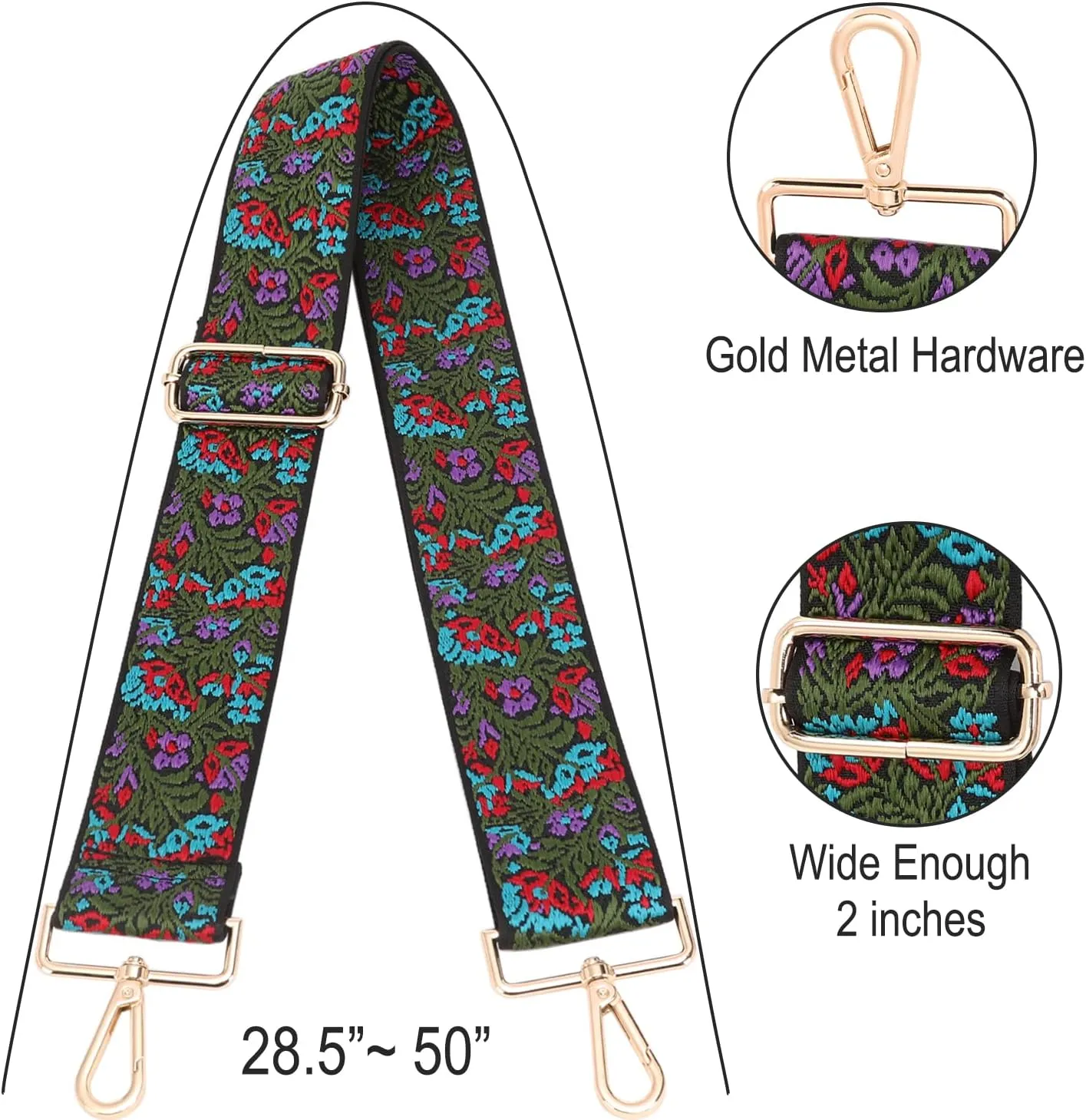 GINJKGO Purse Straps Replacement Crossbody - Adjustable Bag Strap for Purses, Wide Shoulder Strap for Women Guitar Purses