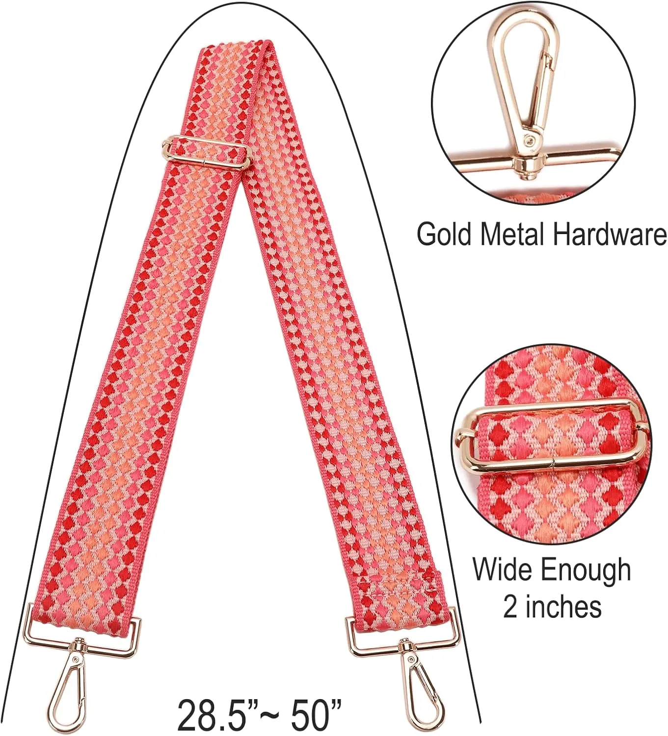 GINJKGO Purse Straps Replacement Crossbody - Adjustable Bag Strap for Purses, Wide Shoulder Strap for Women Guitar Purses