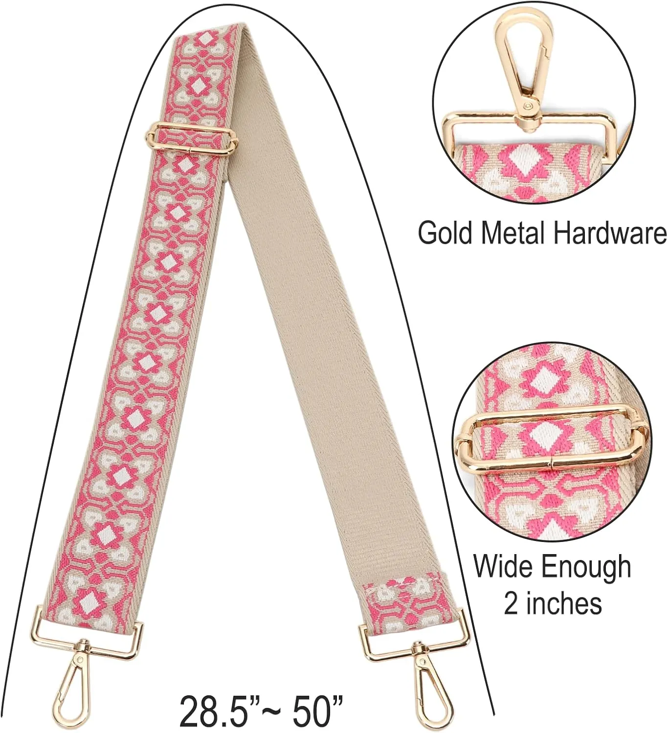 GINJKGO Purse Straps Replacement Crossbody - Adjustable Bag Strap for Purses, Wide Shoulder Strap for Women Guitar Purses