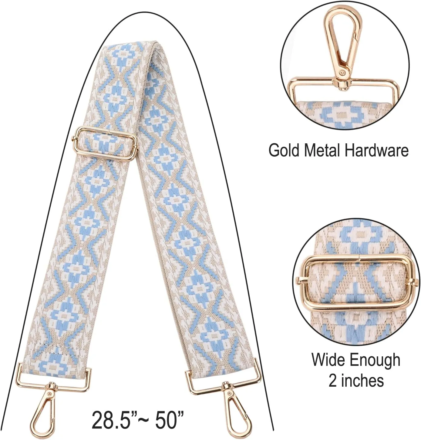 GINJKGO Purse Straps Replacement Crossbody - Adjustable Bag Strap for Purses, Wide Shoulder Strap for Women Guitar Purses