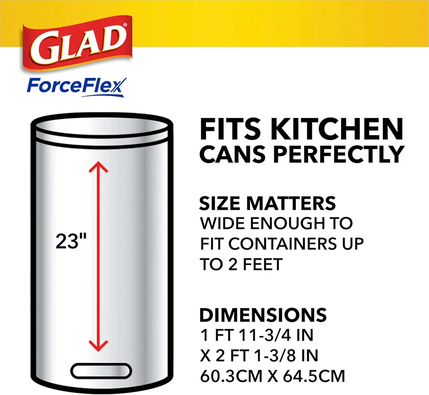 Glad ForceFlex Tall Kitchen Trash Bags, 13 Gal, Fragrance Free, 110 Ct (Package May Vary)