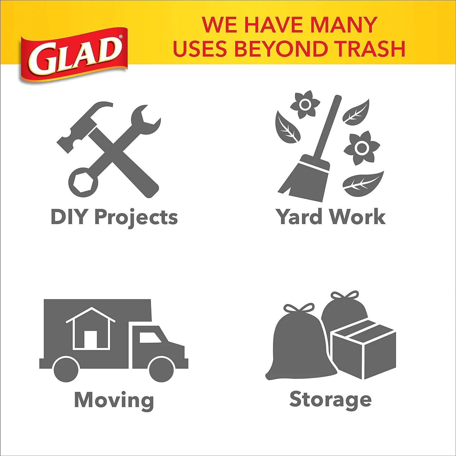 Glad Guaranteed Strong Large Drawstring Trash Bags, 30 Gal, 70 Ct, Pack May Vary