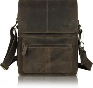 Goatter Men's Hunter Leather 13 Inch Shoulder Cross body Travel Messenger Bags,