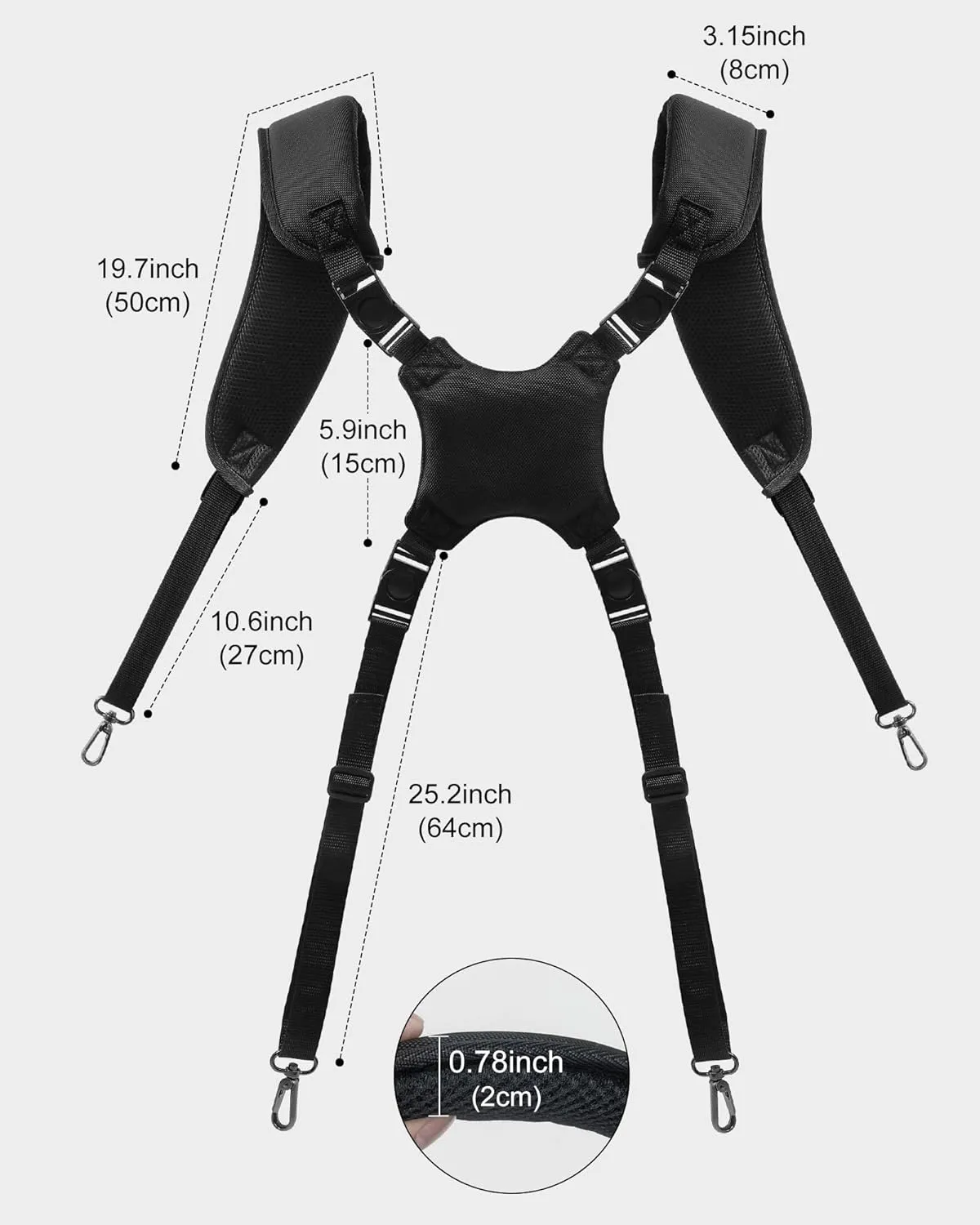 Golf Bag Strap Replacement Comfort Double Shoulder Adjustable Strap Padded Golf Carrying Bag Strap