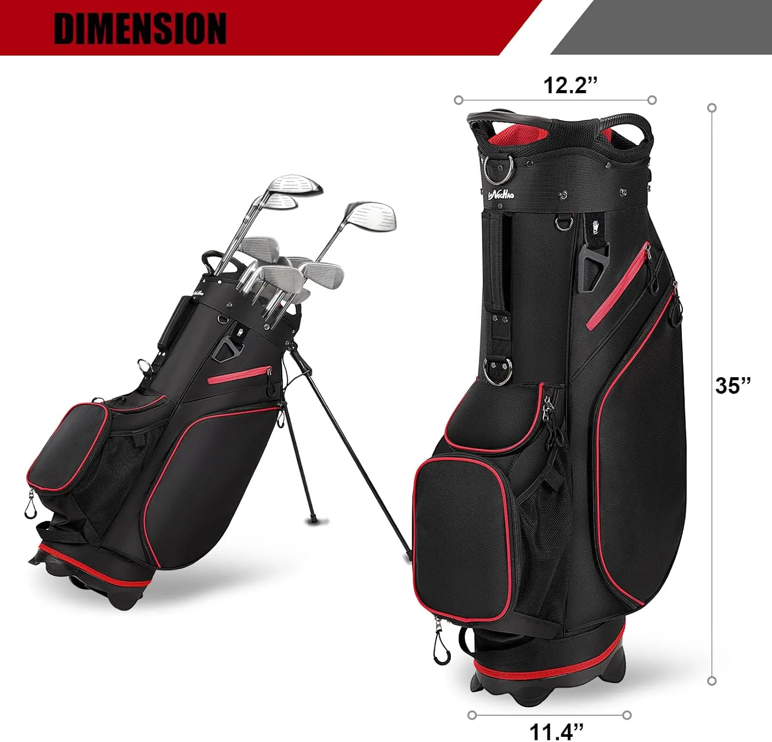 Golf Stand Bag for Men Navy 14 Way Divider Golf Bags, 6LB Lightweight Portable Walking/Riding Bags with Dust Cover, Strap