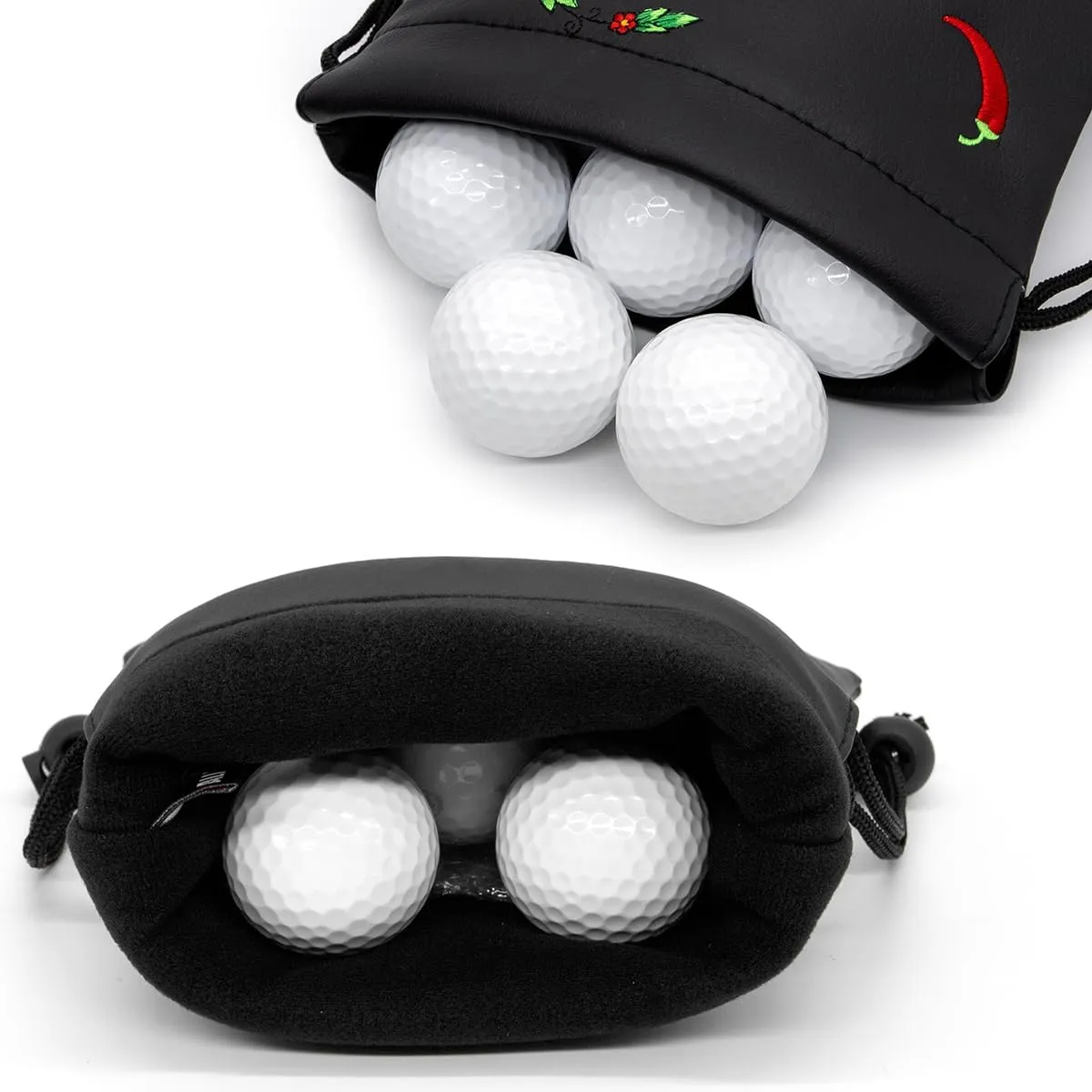 Golf Valuables Pouch, Leather Golf Tee Pouch with Drawstring Closure Golf Ball Handbag Portable Ball Pouch Golf Accessories for Men Women