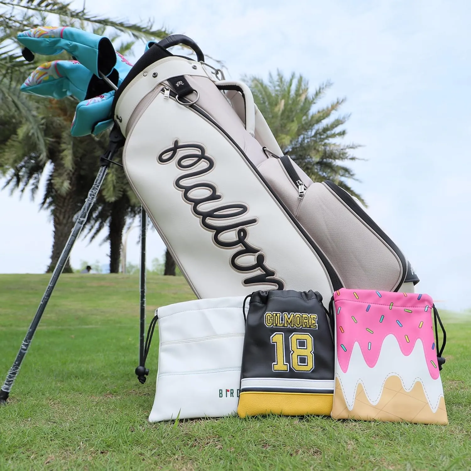 Golf Valuables Pouch - Leather Tee Pouch with Drawstring Closure, Portable Golf Accessories