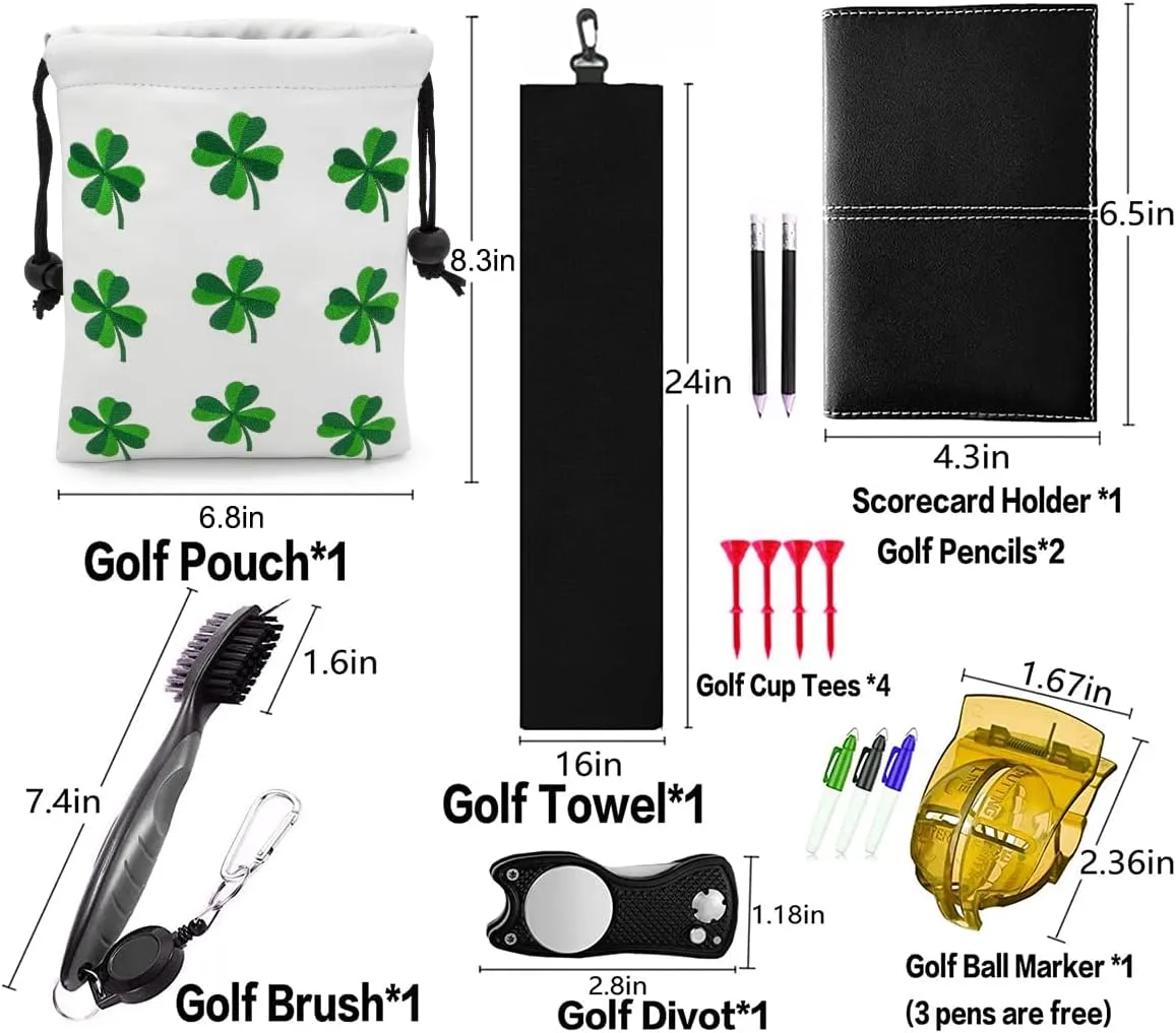 Golf Valuables Pouch - Leather Tee Pouch with Drawstring Closure, Portable Golf Accessories