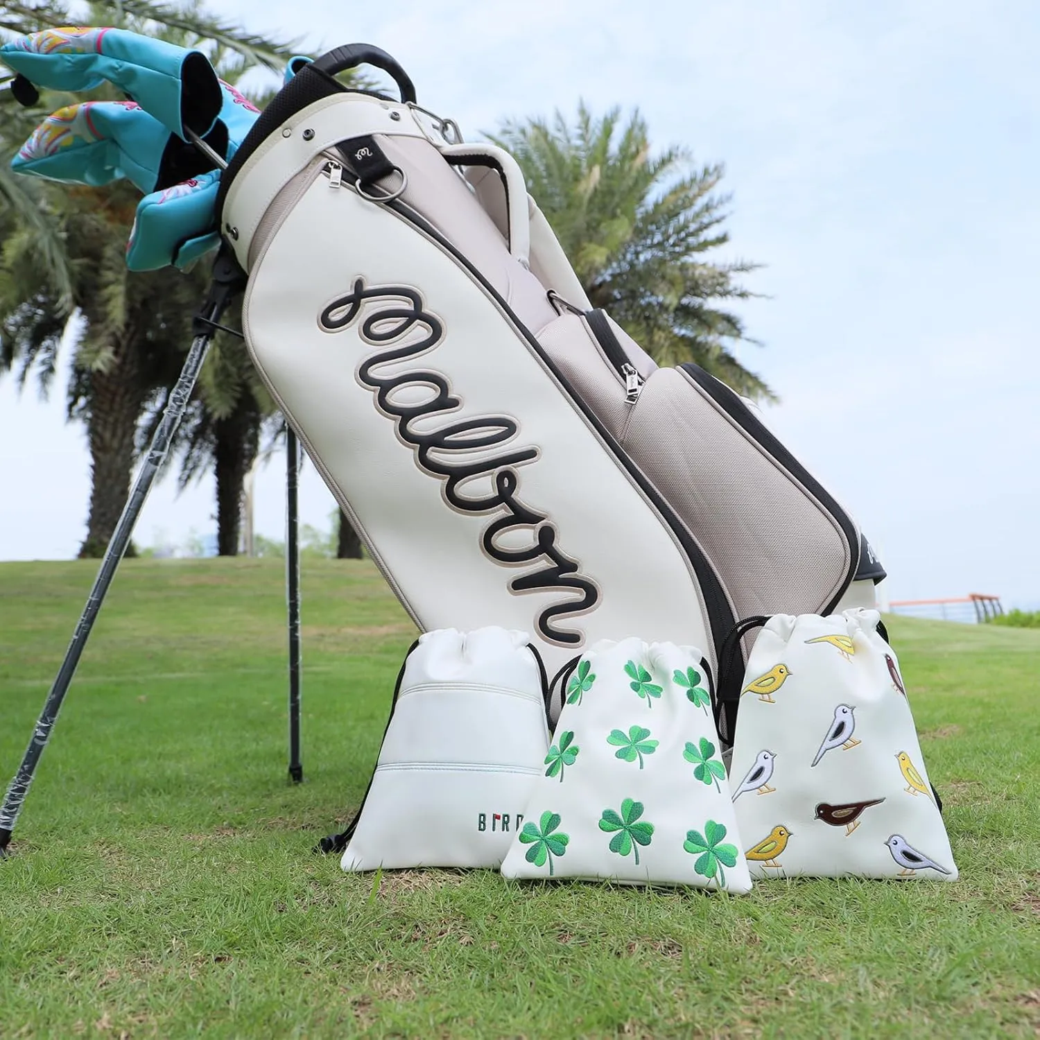 Golf Valuables Pouch - Leather Tee Pouch with Drawstring Closure, Portable Golf Accessories