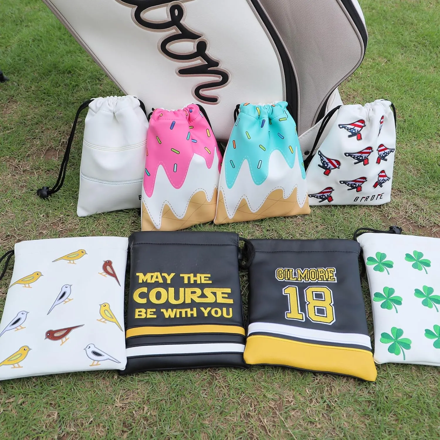 Golf Valuables Pouch - Leather Tee Pouch with Drawstring Closure, Portable Golf Accessories
