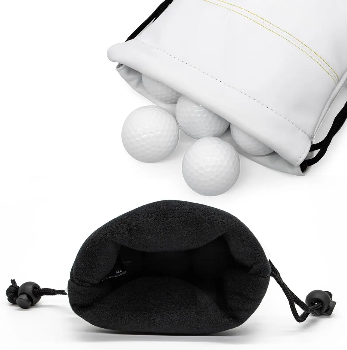 Golf Valuables Pouch - Leather Tee Pouch with Drawstring Closure, Portable Golf Accessories