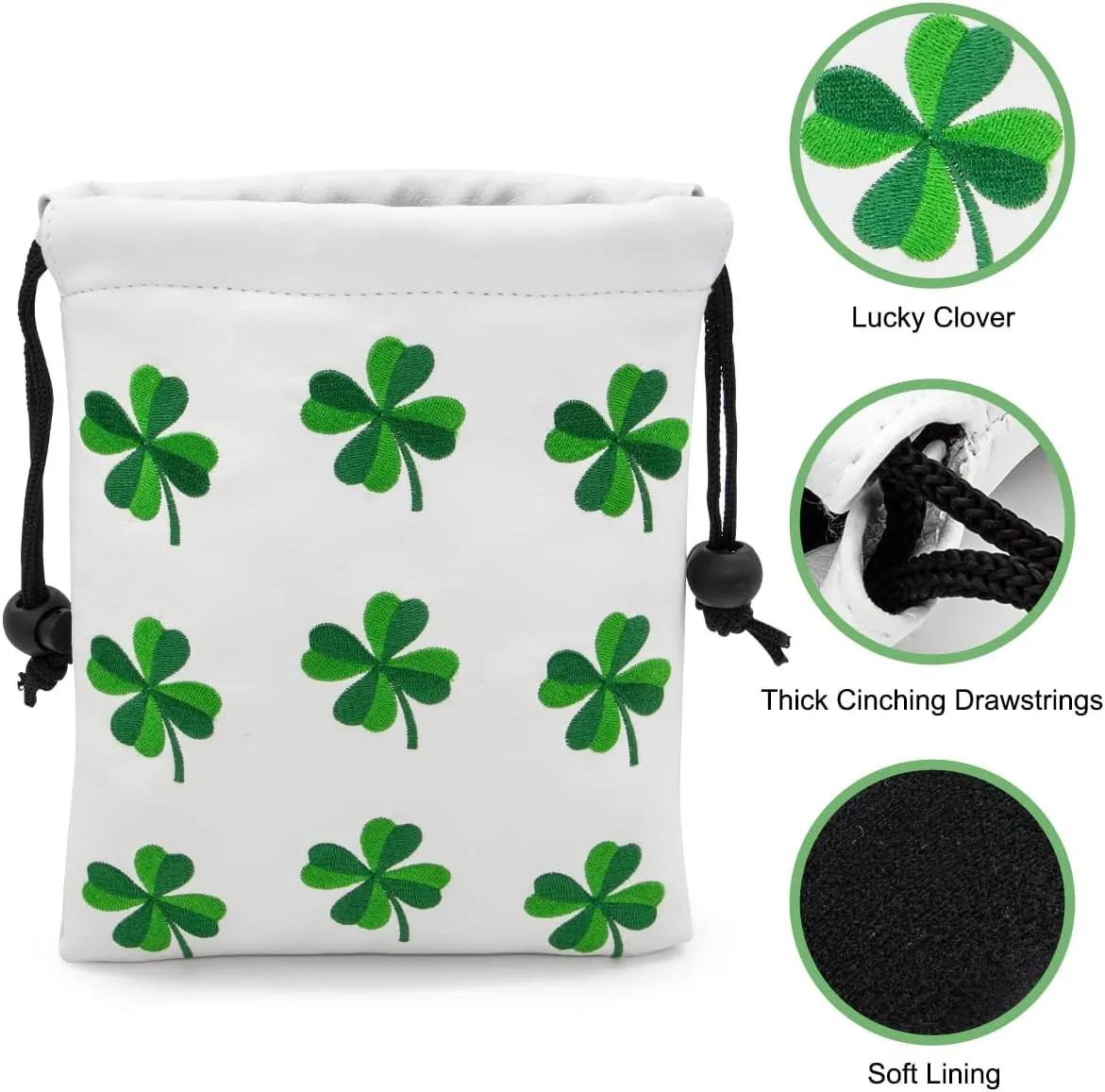 Golf Valuables Pouch - Leather Tee Pouch with Drawstring Closure, Portable Golf Accessories